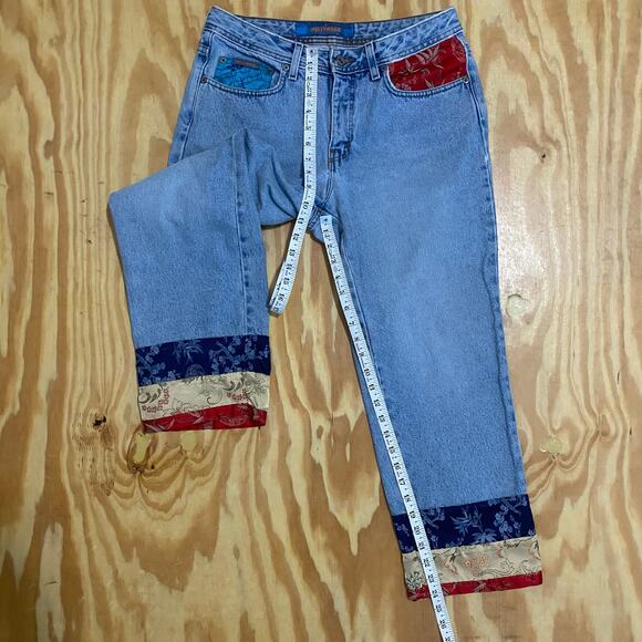 Vintage 90s Hollywood The Jean People Cropped Jeans Womens Size 32 Colorful* - Picture 6 of 13